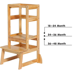 SDADI LT05N Mother's Helper Adjustable Height Kids Kitchen Step Stool, Natural - TRAPSKI
