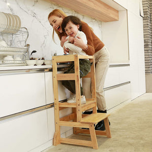 SDADI LT05N Mother's Helper Adjustable Height Kids Kitchen Step Stool, Natural - TRAPSKI