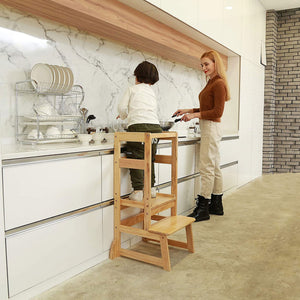 SDADI LT05N Mother's Helper Adjustable Height Kids Kitchen Step Stool, Natural - TRAPSKI