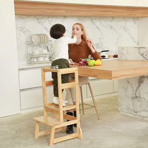 SDADI LT05N Mother's Helper Adjustable Height Kids Kitchen Step Stool, Natural - TRAPSKI