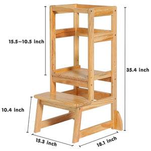 SDADI LT05N Mother's Helper Adjustable Height Kids Kitchen Step Stool, Natural - TRAPSKI