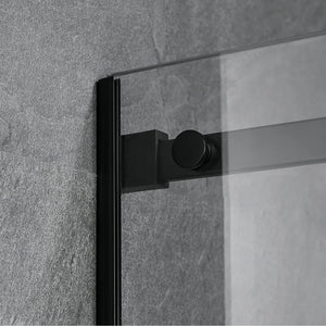 Serene Valley 48 x 74 Inch Square Rail Frameless Sliding Shower Door, Black