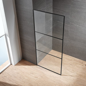 Serene Valley 34 x 72 Inch Tempered Glass Stand Alone Shower Screen, Matte Black