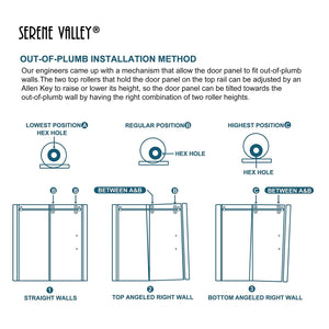 Serene Valley 60 x 74 Inch Big Roller Frameless Sliding Shower Door, Matte Black