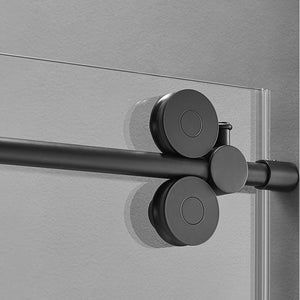 Serene Valley 52 x 74 Inch Big Roller Frameless Sliding Shower Door, Matte Black