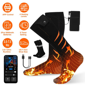 Heated Socks for Men Women Electric Heating Socks with APP Control 5000mAh Battery RechargeableÊThermal Socks Winter Warm Socks for Skiing Hiking Camp