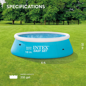 Intex 6ft x 20in Easy Set Inflatable Above Ground Swimming Pool, Blue (2 Pack)