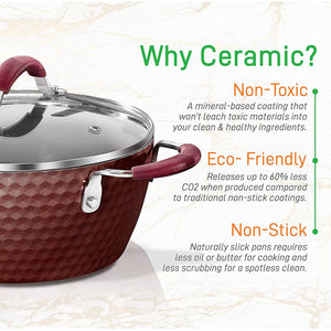 NutriChef 11 Pc Nonstick Diamond Pattern Kitchen Cookware Pot & Pan Set, Purple