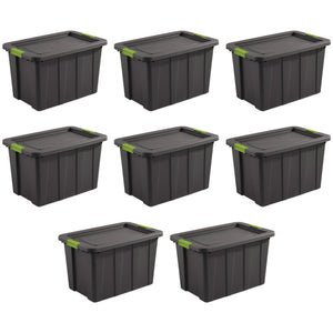 Sterilite 30 Gal Latching Tuff1 Stackable Storage Tote Bin w/ Latch Lid, 8 Pack