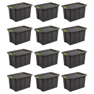 Sterilite Tuff1 Latching 30 Gallon Storage Tote Container with Lid (12 Pack)