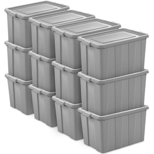 Sterilite Tuff1 30 Gallon Plastic Storage Tote Container Bin with Lid (8 Pack)