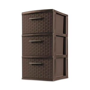 Sterilite 3 Drawer Decorative Plastic Weave Storage Tower, 8-Pack, Espresso