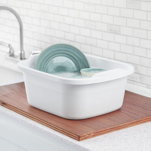 Sterilite Durable Reinforced Plastic 12 Quart Kitchen Dishpan, White (32 Pack)