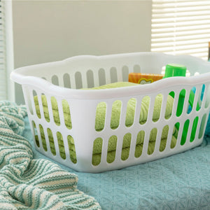 Sterilite 1.5 Bushel Rectangular Plastic Laundry Basket Bins, White, 12 Pack