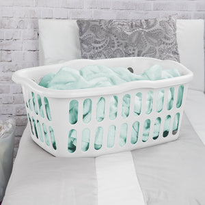 Sterilite 1.5 Bushel Rectangular Plastic Laundry Basket Bins, White, 12 Pack