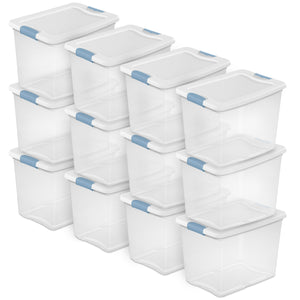 Sterilite 25 Quart Latching Storage Box, Stackable Bin with Latch Lid, 12 Pack