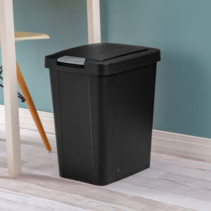 Sterilite 7.5 Gallon TouchTop Wastebasket with Titanium Latch, Black (8 Pack)