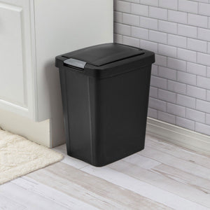 Sterilite 7.5 Gallon TouchTop Wastebasket with Titanium Latch, Black (8 Pack)