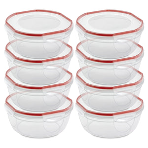 Sterilite Ultra Seal 4.7 Qt Plastic Food Storage Bowl Container w/ Lid, (8 Pack)