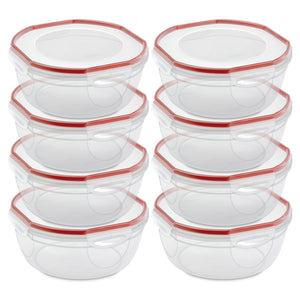 Sterilite Ultra Seal 4.7 Qt Plastic Food Storage Bowl Container w/ Lid, (8 Pack)