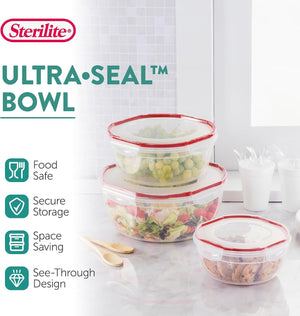 Sterilite Ultra Seal 4.7 Qt Plastic Food Storage Bowl Container w/ Lid (12 Pack)