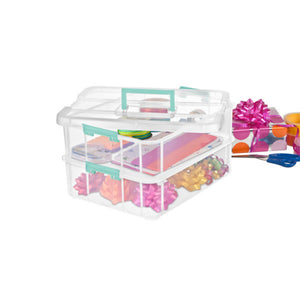 Sterilite Convenient Home 2-Tier Layer Stack Carry Storage Box, Clear (16 Pack)