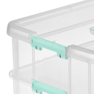 Sterilite Convenient Home 2-Tier Layer Stack Carry Storage Box, Clear (16 Pack)
