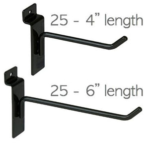 Only Garment Racks Hooks for Slatwall Panels, 4-Inch 25-Pack and 6-Inch 25-Pack