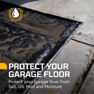 AutoFloorGuard AFG8622 8.5’x22’ Extra Large Heavy Duty Garage Floor Mat for Under Truck for Rain, Ice, and Mud w/ Stay-Put Corner and Telescoping Squeegee - TRAPSKI