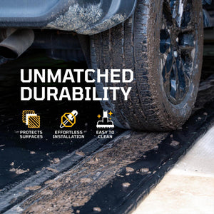 AutoFloorGuard AFG8622 8.5’x22’ Extra Large Heavy Duty Garage Floor Mat for Under Truck for Rain, Ice, and Mud w/ Stay-Put Corner and Telescoping Squeegee - TRAPSKI