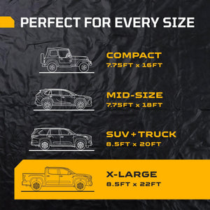AutoFloorGuard AFG8622 8.5’x22’ Extra Large Heavy Duty Garage Floor Mat for Under Truck for Rain, Ice, and Mud w/ Stay-Put Corner and Telescoping Squeegee - TRAPSKI