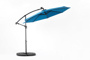 10ft Solar LED Offset Hanging Market Patio Umbrella in Dark Blue
