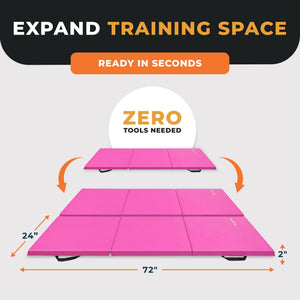 BalanceFrom Fitness GoGym 2 Inch Thick Tri Fold Folding Gymnastics Mat, Pink