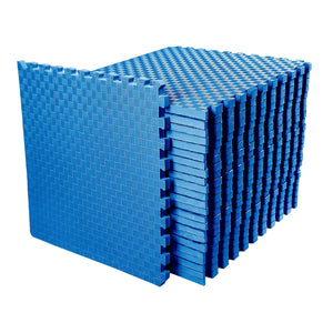 BalanceFrom Fitness 72 Sq Ft Interlocking EVA Foam Exercise Mat Tiles, Blue