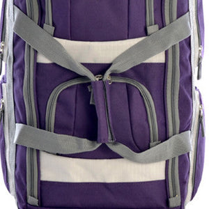 Olympia 26 Inch 8 Pocket Rolling Duffel Bag w/Retractable Handle, Dark Lavender