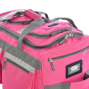 Olympia 26 Inch 8 Pocket Rolling Duffel Bag with Retractable Handle, Hot Pink