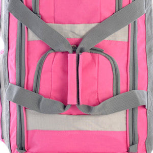 Olympia 26 Inch 8 Pocket Rolling Duffel Bag with Retractable Handle, Hot Pink