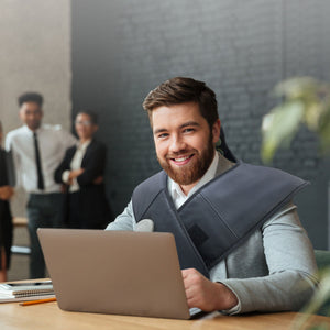 UTK Neck and Shoulder Natural Jade and Tourmaline Stone Heating Wrap, Black