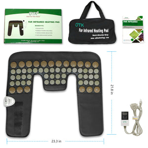 UTK Neck and Shoulder Natural Jade and Tourmaline Stone Heating Wrap, Black