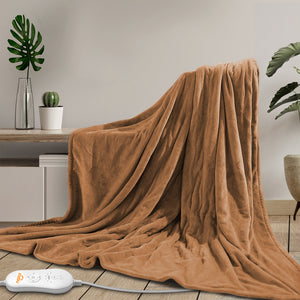 nalax Electric Fast Heating Full Body Throw Blanket with 6 Heat Levels, Brown - TRAPSKI