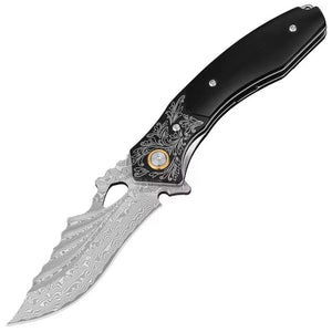 Specter Handmade VG10 Damascus Pocket Knife – Ebony Handle