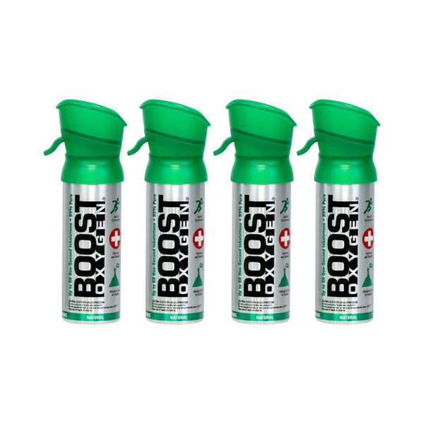 Boost Oxygen Pocket Size 3 Liter Respiratory Support Canister, Natural (4 Pack)