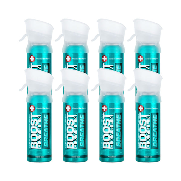 Boost Oxygen Pocket Size 3 Liter Respiratory Support Canister, Menthol (4 Pack)