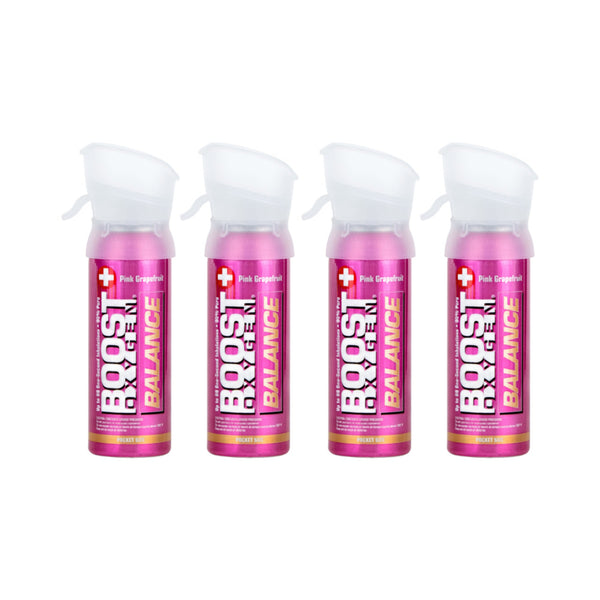 Boost Oxygen Pocket Sized Canned Oxygen w/ Mouthpiece, Pink Grapefruit (4 Pack)