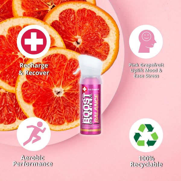 Boost Oxygen Pocket Sized Canned Oxygen w/ Mouthpiece, Pink Grapefruit (4 Pack)