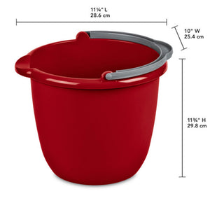 Sterilite Large 10 Qt Easy Pour Spout Pail with Comfy Grip Handle, Red (24 Pack)