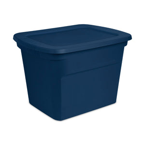 Sterilite Classic Lidded Stackable 18 Gal Storage Tote Container, Blue, 8 Pack