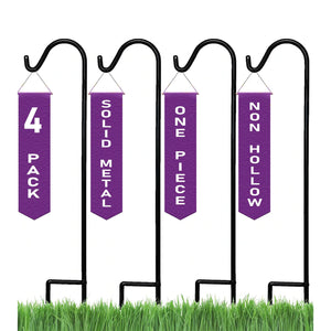 Ashman Shepherd Hook for Plants and Bird Feeders, 65 Inches Tall, 1 Side, 4 Pack