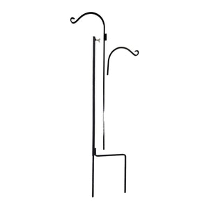 Ashman Premium Steel Ground Stake Shepherd's Hook 65 Inch 2 Sided, Black, 2 Pack