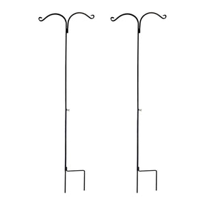 Ashman Premium Steel Ground Stake Shepherd's Hook 65 Inch 2 Sided, Black, 2 Pack